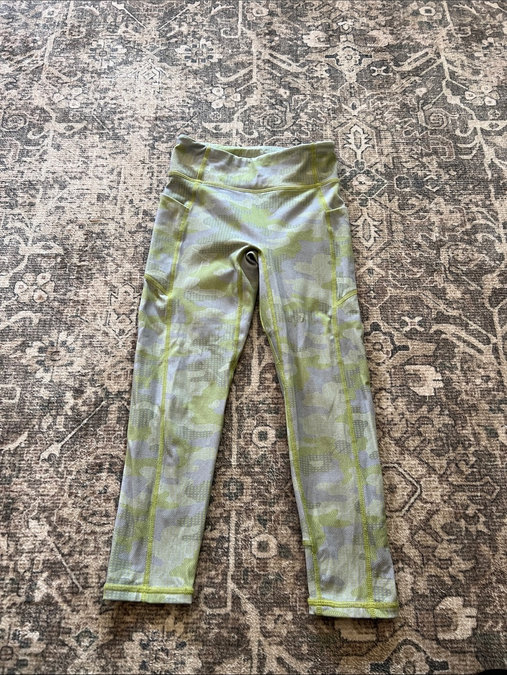Fabletics Olive Green Camo Kids Leggings